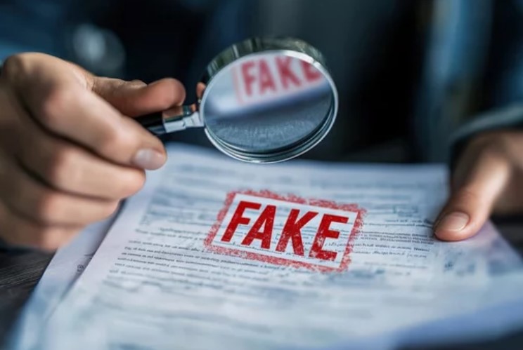 Forgery analysis of a fake document.