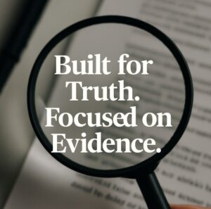 Forgery analysis services — a magnifying glass, pointing to potential forgery